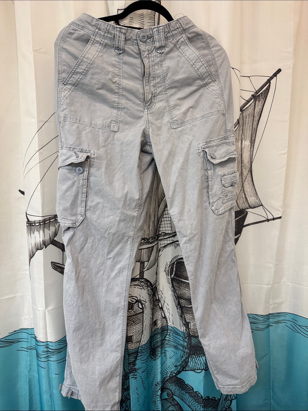 American Eagle Light Grayish Blue Stretchy Cargo Pants